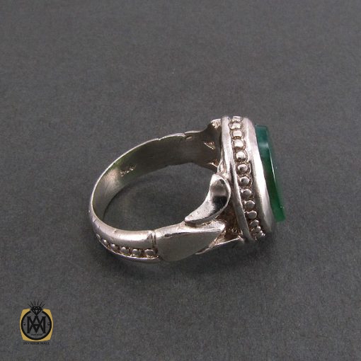 2 انگشتر عقیق سبز مردانه اصل و خوش رنگ - کد 8313 - تصویر 2