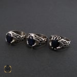 2 انگشتر نقره مردانه با نگین یاقوت کبود - کد 8174 - تصویر 2