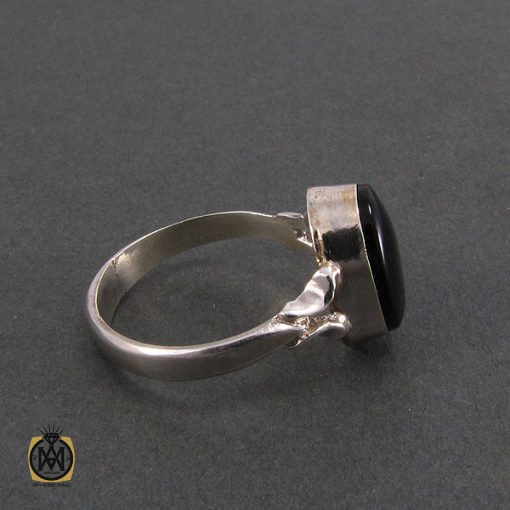 انگشتر عقیق سیاه مردانه - کد 8318 - تصویر 2