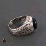 2 انگشتر عقیق سیاه اصل مردانه - کد 8320 - تصویر 2