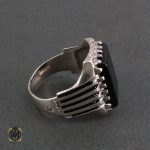 2 انگشتر عقیق سیاه مردانه اصل و معدنی - کد 8324 - تصویر 2