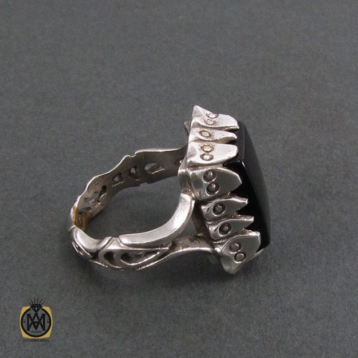 انگشتر عقیق سیاه مردانه - کد 8326 - تصویر 2