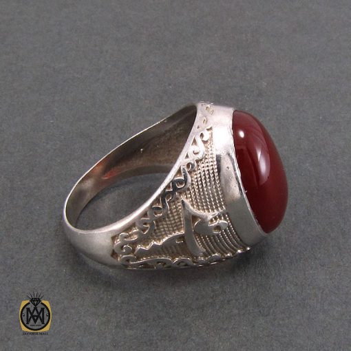 2 انگشتر عقیق قرمز مردانه - کد 8334 - تصویر 2