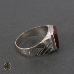 2 انگشتر عقیق قرمز مردانه - کد 8338 - تصویر 2