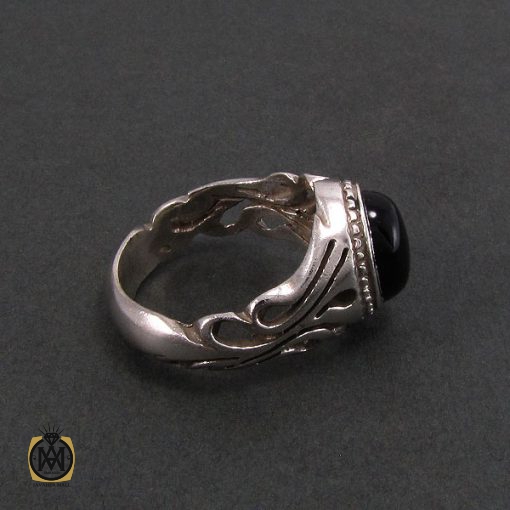 انگشتر عقیق سیاه مردانه - کد 8341 - تصویر 2