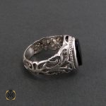 2 انگشتر عقیق سیاه مردانه - کد 8345 - تصویر 2