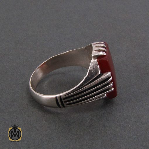 انگشتر عقیق قرمز مردانه - کد 8346 - تصویر 2