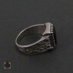 2 انگشتر عقیق سیاه مردانه - کد 8349 - تصویر 2