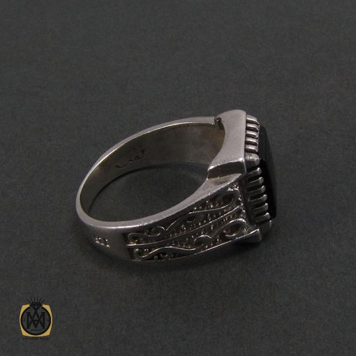 انگشتر عقیق سیاه مردانه - کد 8349 - تصویر 2