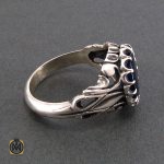 2 انگشتر نقره مردانه با نگین یاقوت کبود - کد 8179 - تصویر 2