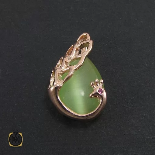 مدال چشم گربه زنانه طرح طاووس - کد 3031 - تصویر 2