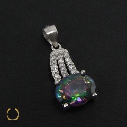مدال توپاز هفت رنگ زنانه طرح نیکو - کد 3034 مدال توپاز هفت رنگ زنانه طرح نیکو - کد 3034