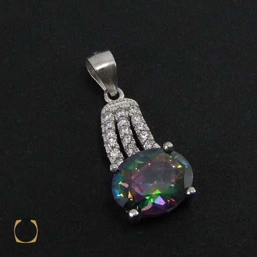 مدال توپاز هفت رنگ زنانه طرح نیکو - کد 3034 - تصویر 2