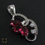 2 مدال نقره زنانه طرح سروین - کد 3038 - تصویر 2