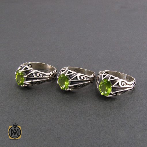 انگشتر نقره مردانه با نگین زبرجد - کد 8180 - تصویر 2