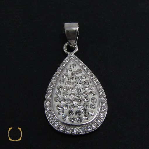 مدال نقره زنانه پر نگین ظریف طرح ماهرو - کد 3041 - تصویر 2