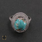 سرویس نقره با نگین فیروزه نیشابور زنانه طرح شيدا - کد 7044 - تصویر 2