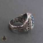 انگشتر نقره مردانه با نگین توپاز آبی مرغوب - کد 8181 - تصویر 2