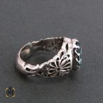 انگشتر نقره مردانه با نگین توپاز سبز - کد 8184 - تصویر 2