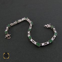 دستبند زمرد زنانه طرح سرور - کد 1034 دستبند زمرد زنانه طرح سرور - کد 1034