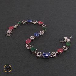 دستبند یاقوت و زمرد زنانه طرح فريناز - کد 1055 دستبند یاقوت و زمرد زنانه طرح فريناز - کد 1055
