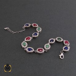 دستبند یاقوت و زمرد زنانه طرح شهرزاد - کد 1057 دستبند یاقوت و زمرد زنانه طرح شهرزاد - کد 1057