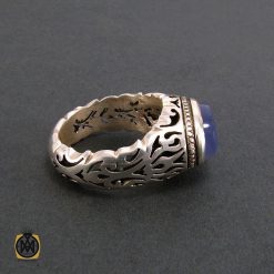 انگشتر عقیق یمن کبود طرح صفوی مردانه - کد 8194 انگشتر عقیق یمن کبود طرح صفوی مردانه - کد 8194