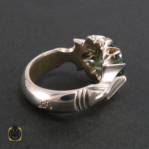 2 انگشتر موزانایت سبز درجه یک و مرغوب مردانه - کد 8196 - تصویر 2