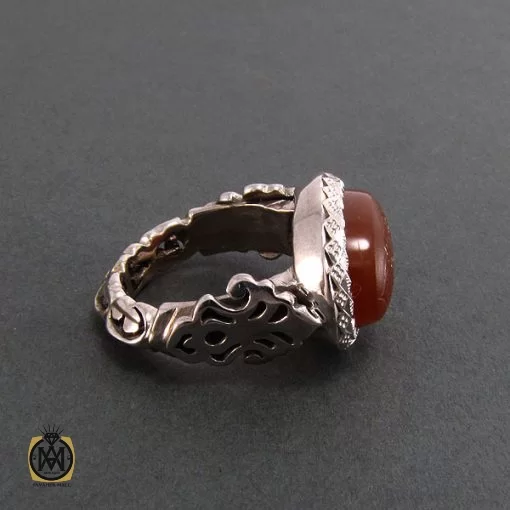 انگشتر عقیق یمن طرح صفوی مردانه با حکاکی العزة لله جميعا - کد 8198 - تصویر 2
