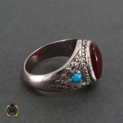 انگشتر عقیق یمن و فیروزه نیشابور مردانه - کد 8200 انگشتر عقیق یمن و فیروزه نیشابور مردانه - کد 8200