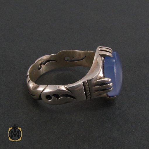 انگشتر عقیق یمن کبود مردانه - کد 8201 - تصویر 3