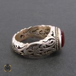 2 انگشتر عقیق یمن طرح صفوی مردانه - کد 8207 - تصویر 2