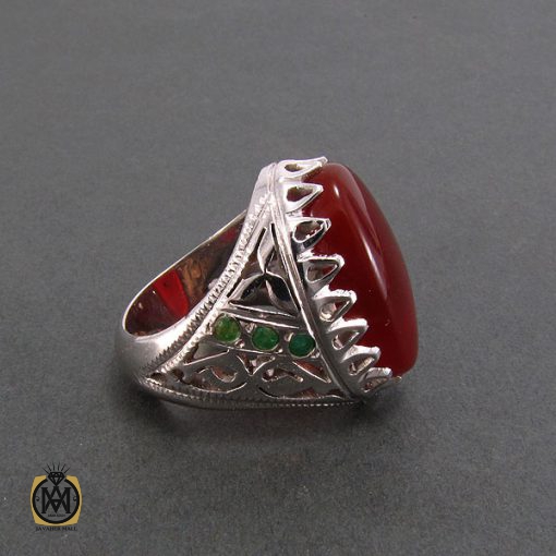 انگشتر عقیق یمن و زمرد مردانه مرغوب - کد 8210 - تصویر 3