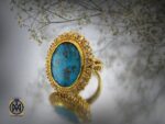 انگشتر فیروزه نیشابور و الماس اصل زنانه طرح دلدار - کد 2068 - تصویر 8