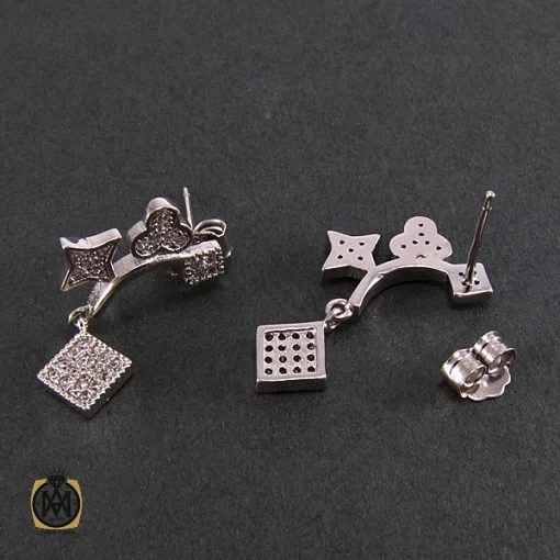 گوشواره نقره زنانه طرح آرزو - کد 5025 - تصویر 2