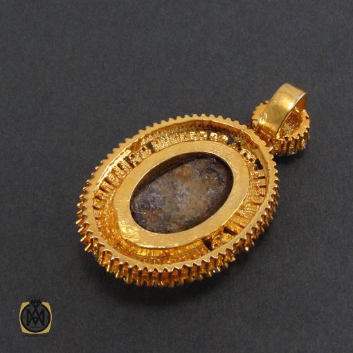 مدال فیروزه نیشابور و الماس اصل زنانه طرح آلاله - کد 3006 - تصویر 3