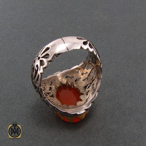 انگشتر عقیق یمن مردانه با حکاکی علی خازن علم النبی - کد 8246 - تصویر 3