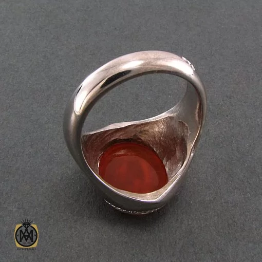 انگشتر عقیق یمن مردانه با حکاکی رضا غریب الغربا - کد 8247 - تصویر 3