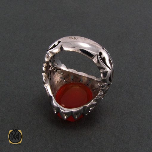 انگشتر عقیق یمن مردانه با حکاکی علی ولی الله - کد 8251 - تصویر 3
