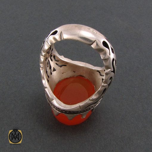 انگشتر عقیق یمن مردانه با حکاکی چهارده معصوم - کد 8252 - تصویر 3