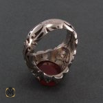 3 انگشتر عقیق یمن مردانه با حکاکی یا معین الضعفا - کد 8257 - تصویر 2