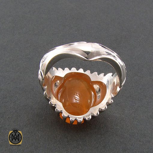 انگشتر عقیق یمن شرف الشمس با حکاکی رفع الله رایة العباس - کد 8266 - تصویر 3