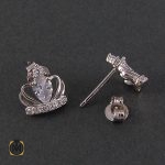3 گوشواره نقره زنانه طرح تاج- کد 5032 - تصویر 4