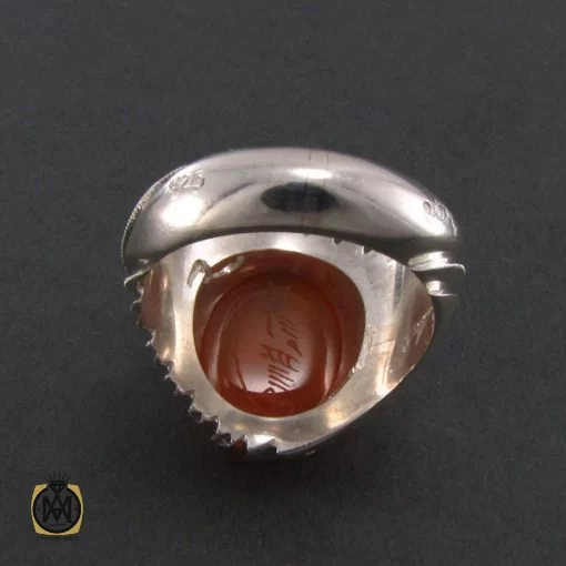 انگشتر عقیق یمن مردانه با حکاکی یا نفس الخیر مرسلین - کد 8273 - تصویر 3