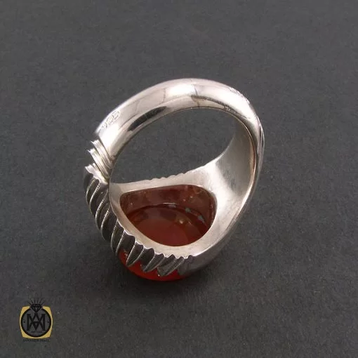 انگشتر عقیق یمن مردانه با حکاکی یا ابوفاضل مددی - کد 8282 - تصویر 3