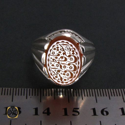 3 انگشتر عقیق یمن مردانه با حکاکی یا فاطمه اشفعی لنا فی الجنه - کد 8292 - تصویر 3