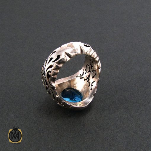 3 انگشتر توپاز آبی مردانه دست ساز و مرغوب - کد 8173 - تصویر 3