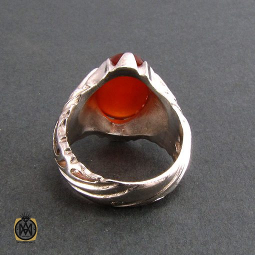 انگشتر عقیق یمن اصل مردانه دور چنگ شبکه  - کد 8302 - تصویر 3