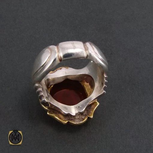 انگشتر عقیق یمن مردانه با حکاکی امیری حسین و نعم الامیر - کد 8306 - تصویر 3