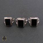 3 انگشتر عقیق سیاه مردانه - کد 8307 - تصویر 3